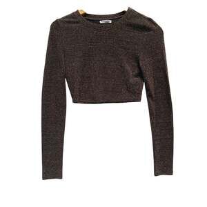 Reformation Zion Black Shimmer Top Size S